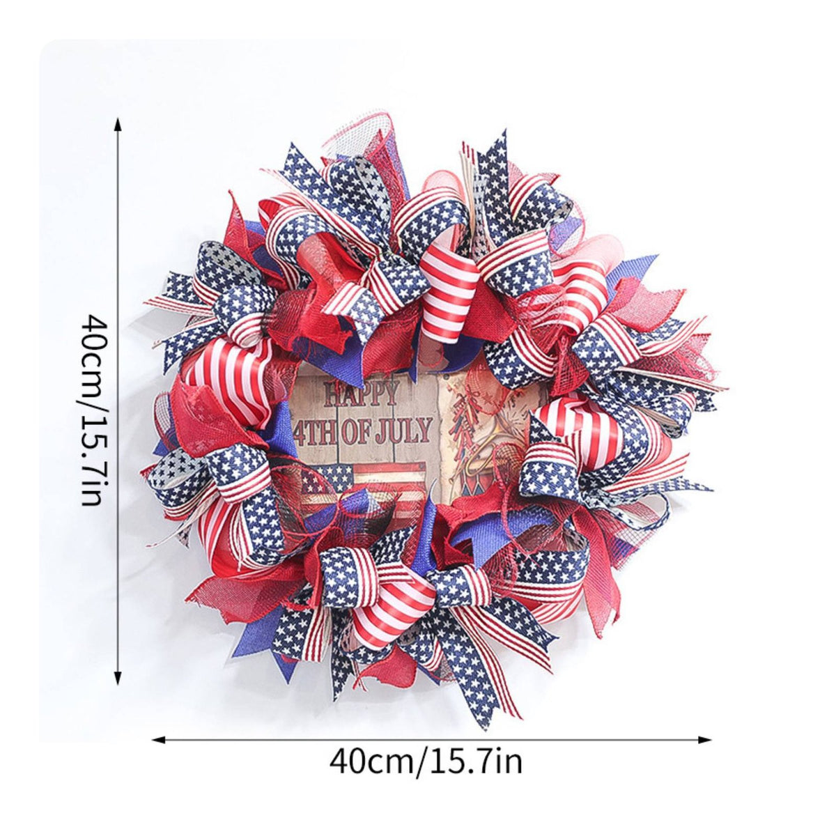 Independence Day Wreath Festive Wall Hanging Red White and Blue