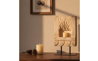Carved Candlestick Ornament with Stand Weathered Candle Holder with Metal Stand Elegant Centerpiece Candle Holder Classic for Art Collectors, Living Room