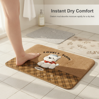 Diatomaceous Earth Bath Mat, 3D Plush-Look Absorbent Quick Dry Non-Slip Bathroom Floor Mat with Cute Pet Design