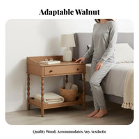 Three-Legged Circular Table Retro Design Nightstand Space-Saving Size Sturdy Construction for Interior Designers, Renters