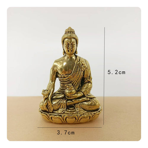 Brass Guanyin Figurine Handmade Small Sitting Buddha Ornament for Collectors