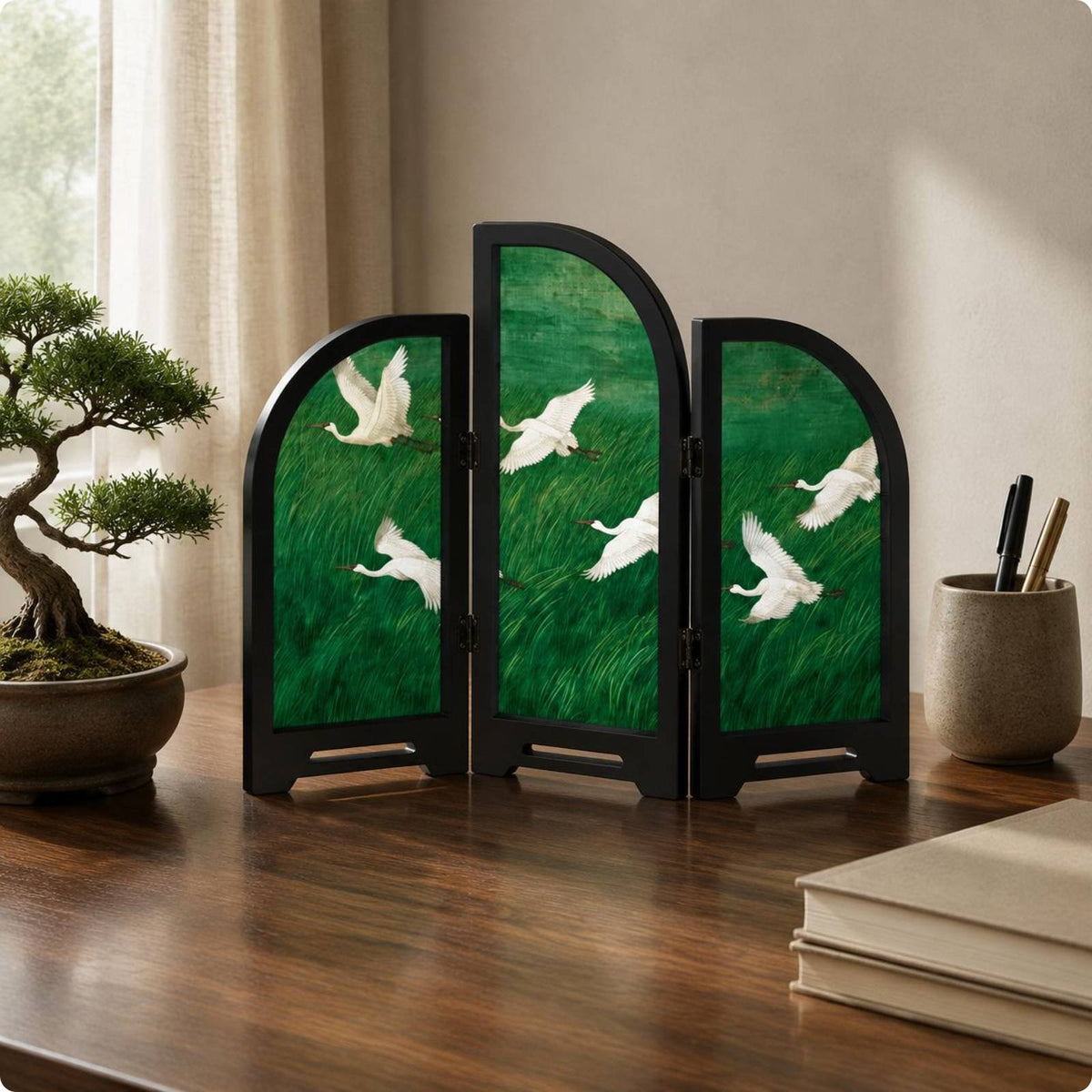 Acrylic Folding Screen Oriental Design Mini Folding Screen Eco-Friendly Material