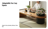 Japanese type floor mat Coffee Table Serene Aesthetic Floor Desk Low height Household Furniture Minimalist Design for Tea aficionados, Minimalists, Bay alcove, Meditation Space, Small Apartments, Living Room