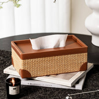 Woven Tissue Box Luxury Feel Straw Weave Tissue Container Minimalist for Bedroom