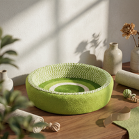 Woven Feline Scratch Bed Round Feline Scratcher Bed Handwoven