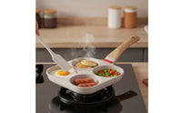 Nonstick Four-Cavity Frying Pan Stone-Look 4-Cup Egg Pan Easy to Clean Skillet Compact for Singles, Students, Dorm Kitchens, Apartments