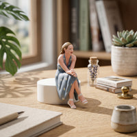 1:24 Scale Figurine Miniature Seated Woman Figurine Crossed Legs