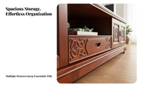 3 Pieces Scented Hardwood Wood Media Console Mortise and Tenon Joinery Solid Wood TV Cabinet Set Versatile Traditional Chinese Theme Television Stand