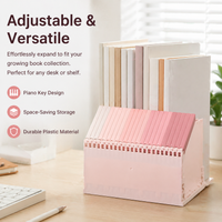 Adjustable Book Ends, L-Shaped Bookends for Shelves, Piano Key Design Retractable Bookend Stand, Synthetic Material for Home Office