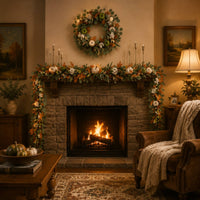 2 Pieces Artificial Vine Garland with Wreath Farmhouse for Entryway