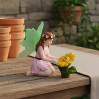 Resin Garden Fairy Statue Gift Creative Garden Fairy Statue Weather-Resistant Home Decor for Outdoor, Patio