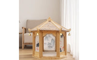 Cat House with Scratching Posts Peaked Roof Cat Bed with Scratcher Indoor Furniture for Cats, Pet Owners