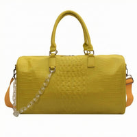 Detachable Shoulder Strap Crocodile Embossed Duffel Water-Resistant Crocodile Embossed Duffel Bag Zippered