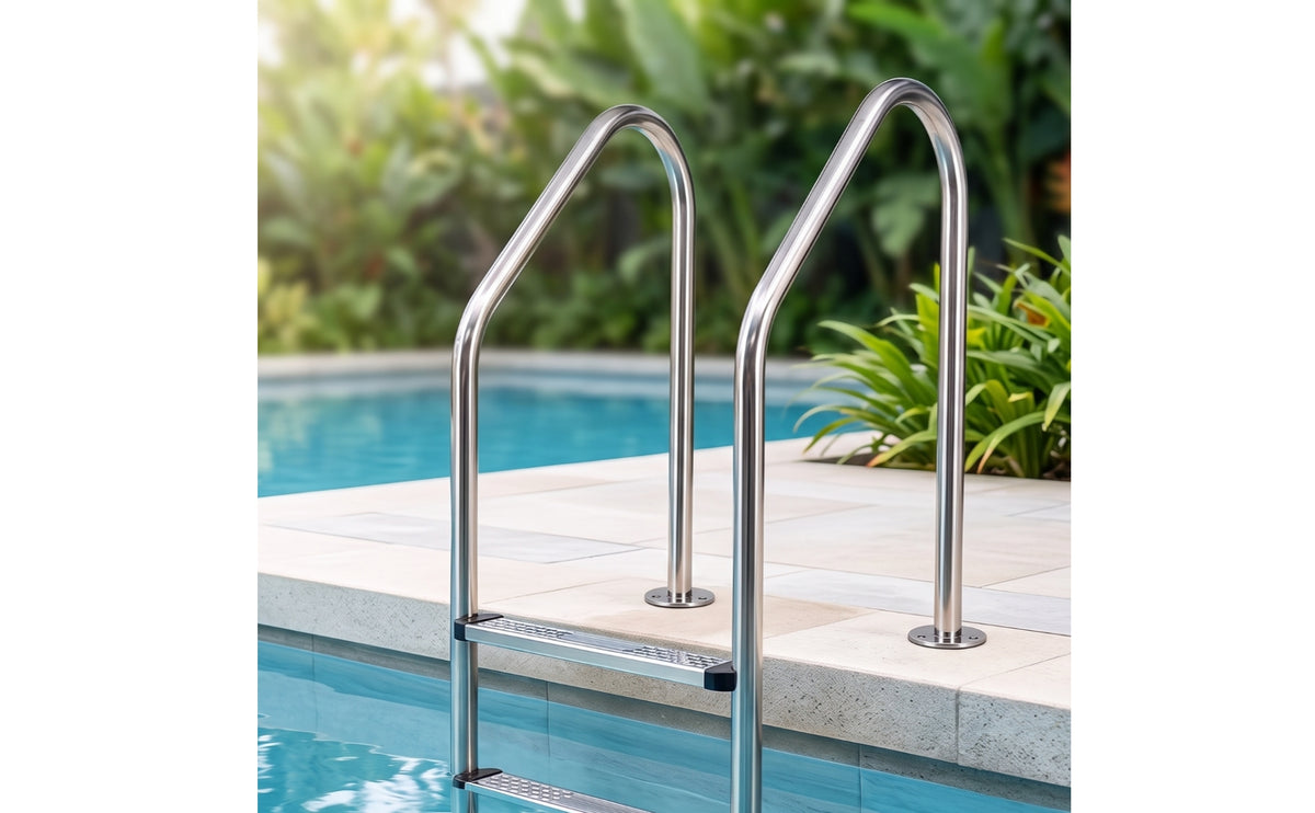 Stainless Steel Pool Ladder Polished Pool Ladder with Non-Slip Steps Resistant for Homeowners, Swimming Pools
