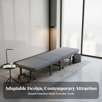 Four-fold Lounger Foldable Single Bed Portable Space-saving Design Durable Metal Frame Convenient Mattress Pad Suitable for Office Workers Caregivers Dormitory Small Apartment