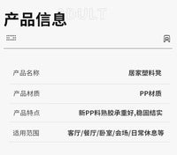家用加厚塑料凳子客厅餐桌椅现代成人板凳可叠放高凳特厚熟胶椅子 橙色特厚加厚大号-【1条装】坐高47cm