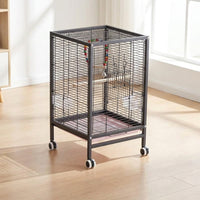 Flat Top Bird Cage for Budgies and Conures, 2-Tier Parrot Habitat with Multiple Doors, Indoor Outdoor Cockatiel and Finch Set with Accessories