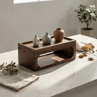 Walnut Wood Tea Rack Traditional Style Display Stand Spacecompact Home Storage