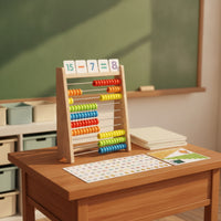 Arithmetic Learning Frame Preschool Bead Counting Frame with Cards Wooden Abacus Colorful Toy Hands-on for Preschoolers