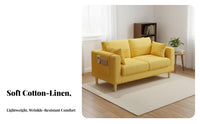 Thick Cushions Small Textile Sofa High-Density Sponge Cushion 2 Seater Apartment Couch Sturdy Frame Modern Minimalist Loveseat Side Storage Pocket for Young Adults, Students, Initial-Time Homeowners, Rental Home, Bedroom