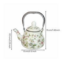 Enamel Kettle Induction Compatible Floral Stovetop Teapot