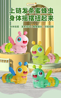 儿童蜜蜂虫上链发条玩具伸缩扭摆卡通趣味毛毛虫婴儿学爬行玩具