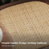 Woven Cord Side Chair French rural & design Woven rear Side Chair Farmhouse look Retro Design for Cafe Owners, Dining Room