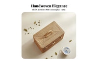 Lidded Rattan container with Handle Portable Design for Camping, Home Decorators