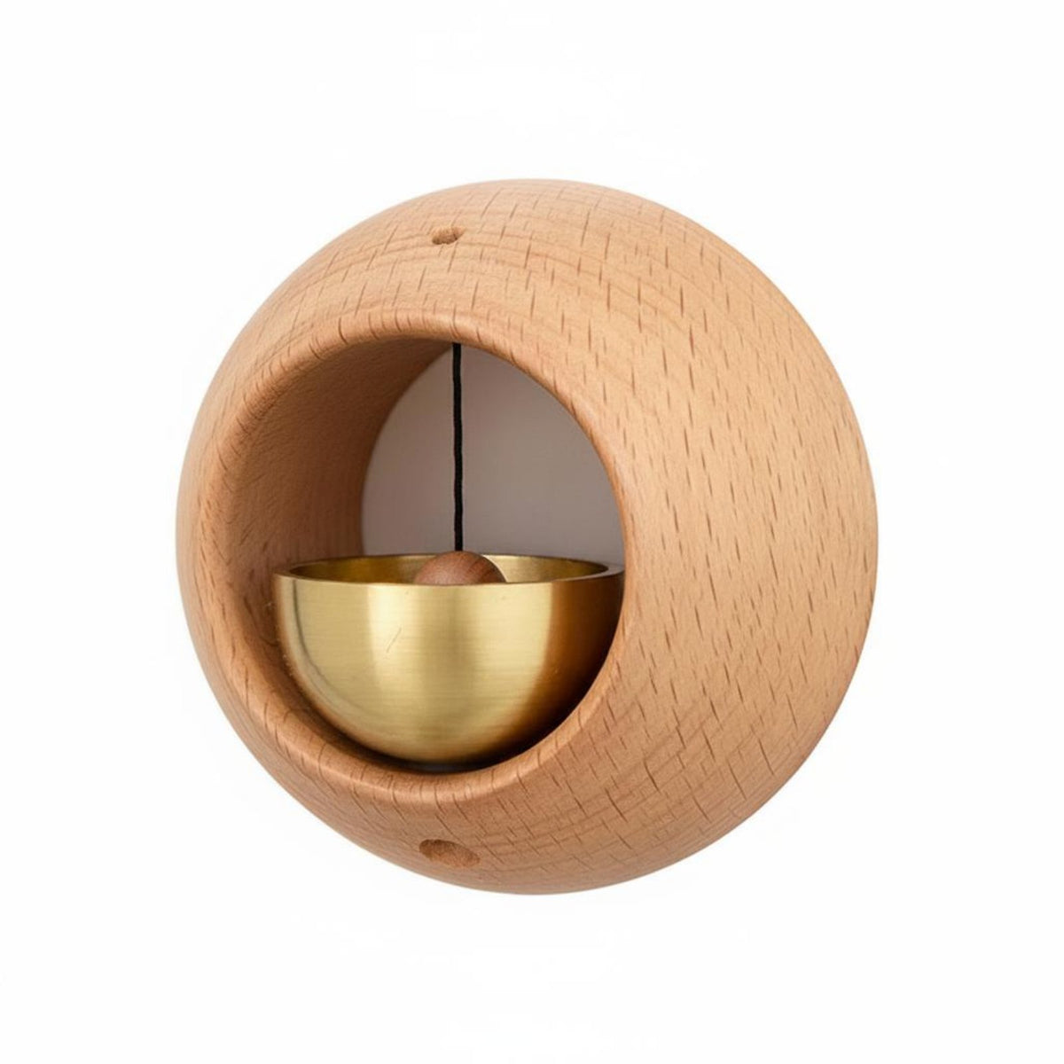 Japanese Design Entryway Brass Bell Crisp Pleasant Sound Wooden Frame Door Chime Solid Wood for Shop, Bedroom