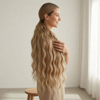 Drawstring Attachment Wavy Ponytail Adjustable Straps Heat Resistant Ponytail Extension Inner Net Wavy Hairpiece Long