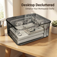 Desktop Organizer with Lid, Large Flip Top Storage Box for Students, Clear Acrylic Covered for Shelves and Office Supplies 130