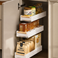 Kitchen Storage, Under Sink Drawer Storage, Slim, Set of 2, White, Side Mount Type