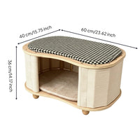 Cat House with Cushion Rattan-Style Cat Cave Indoor for Cats