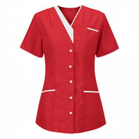 Short Sleeve Nurse Attire Shirt Contrast Trim Medical Top for Hospital