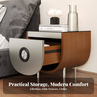 C-Shaped Snack Table Movable Nightstand With Storage Shelf for Bedroom, Students