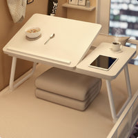 Overbed Table with Cup Holder Space-Saving Lap Desk Low-Height for Dorm Room