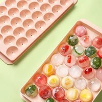 Round Soft Drink Ice Maker for Home Bar, 33-Cavity Polypropylene Ice Trays for Party Supplies, Easy-Release Spherical Ball Mold