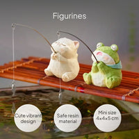 Resin Cat Fishing Figurine Desktop Ornament