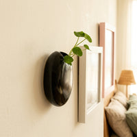 Plant Pots and Hanging Basket for Indoor Plants, Glossy Round Wall Planter, Home Office Propagation Station, Handmade Gifts for Women in Black