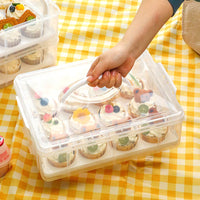 Cupcake Carrier Box with Handle, Plastic Portable Dessert Stand Storage and Transport Container for Muffins