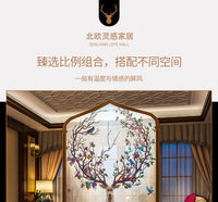 简约欧式美式实木原木雕花屏风隔断客厅入户玄关家用装饰座屏麋鹿