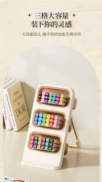 Large Capacity Desk Storage Box Pen Holder with Slanted Insert, Multi-layer Student Organizer