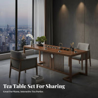 Tranquil Design Tea Table Minimalist Design Chinese Design Tea Table Smooth Polished Finish Living Room Furniture for Business Owners, Adults, Office
