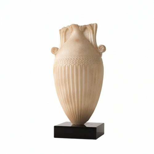 Vase with Black Base Embossed Urn Tall for Entryway