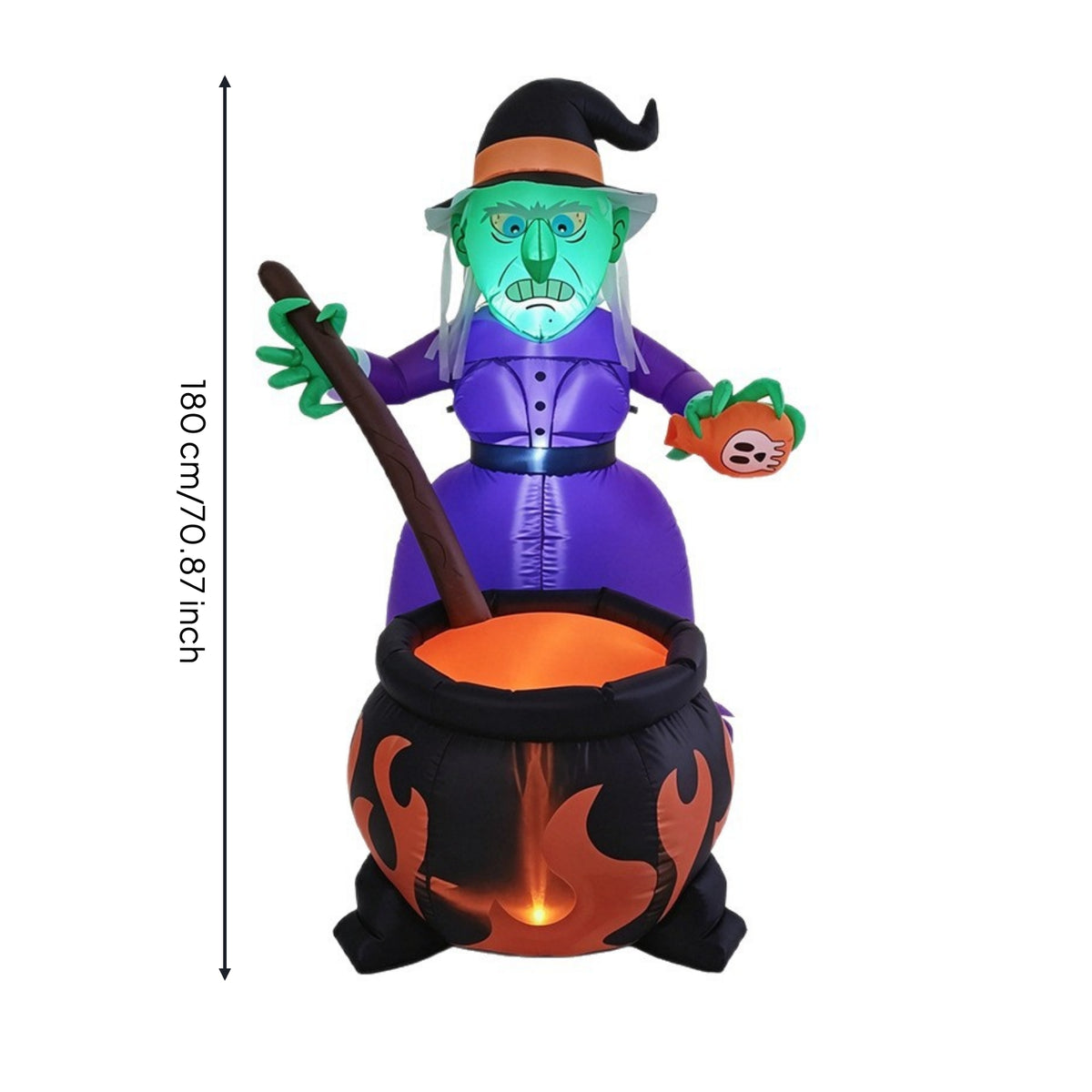 Built-in LEDs Halloween Inflatable Witch and Pot Spooky Witch and Pot Inflatable Giant Yard Decoration Scary for Garden