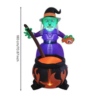 Built-in LEDs Halloween Inflatable Witch and Pot Spooky Witch and Pot Inflatable Giant Yard Decoration Scary for Garden