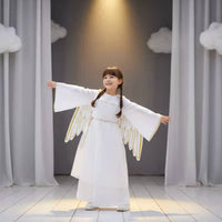 Celestial Costume with Feathered Appendages and Radiant Circlet Lightweight Kids Celestial Dress with Feathered Appendages And
