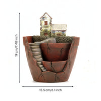 Planter with Miniature House Planter Vintage Pots for Gardeners, Fairy Garden, Desk, Windowsill