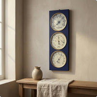 3-in-1 Weather Station Round Dials Wall Mount MDF for Indoor Use