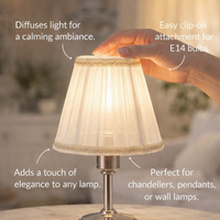 Light Shade with Clip-On E14 Fitting for Easy Installation, Sheer Textile Table Lamp for Soft Diffusion, Striped Design for Chandeliers